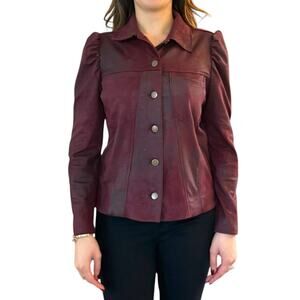 DREW Foil Suede Jacket Lightweight Shirt Jacket Shacket Maroon Burgundy Size XS